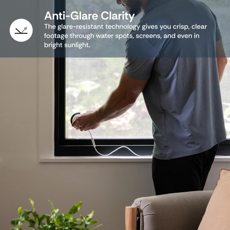 GlassGuard 2K Smart Window Security Camera – WiFi Stick-On, No-Drill Install, AI Motion Detection, Color Night Vision