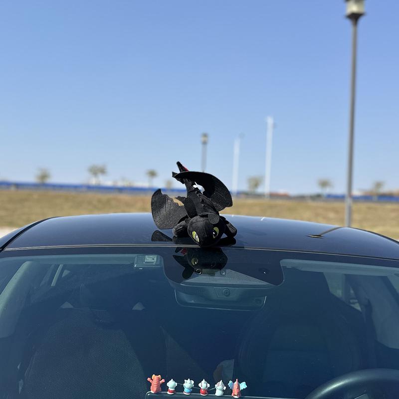Chibi Toothless Car Ornament – Cute 3D Printed Motorcycle Toy & Roof Top Decor with Keychain