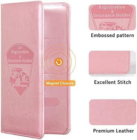 Car Registration & Insurance Holder – Magnetic Vehicle Document Organizer for Glove Box, License & Cards