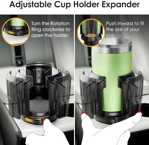Upgraded Car Cup Holder Expander – Fits Yeti, Hydro Flask, Nalgene, Owala & More (2.6"–4.8") – No Tools Needed