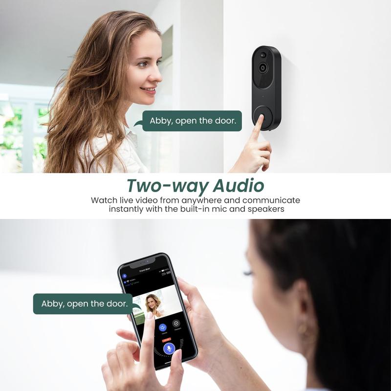 SafeView 1080P Wireless Video Doorbell + Chime | AI Detection, 2-Way Audio, Night Vision
