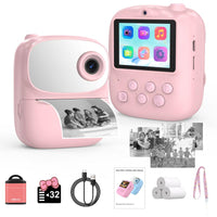 SnapJoy Kids Instant Print Camera – 1080P, 12MP, 2.4″ LCD, 3 Rolls Paper Included, No-Ink Thermal Printing, Perfect Gift for Boys & Girls (Pink)