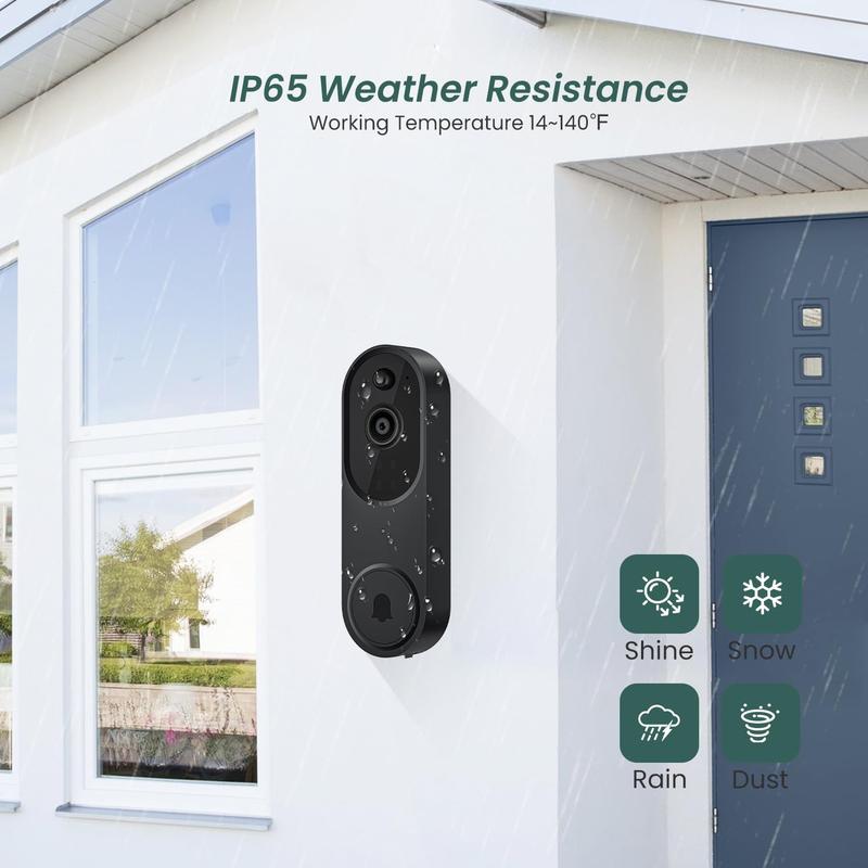 SafeView 1080P Wireless Video Doorbell + Chime | AI Detection, 2-Way Audio, Night Vision
