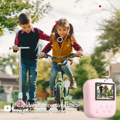 SnapJoy Kids Instant Print Camera – 1080P, 12MP, 2.4″ LCD, 3 Rolls Paper Included, No-Ink Thermal Printing, Perfect Gift for Boys & Girls (Pink)
