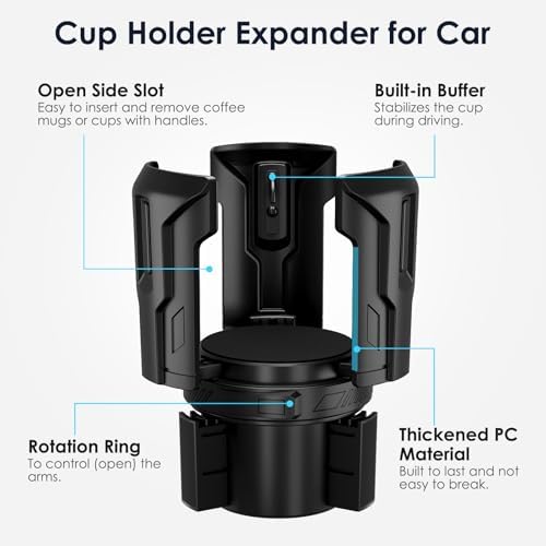 Upgraded Car Cup Holder Expander – Fits Yeti, Hydro Flask, Nalgene, Owala & More (2.6"–4.8") – No Tools Needed