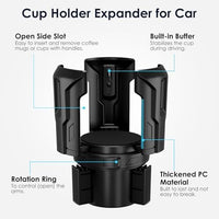 Upgraded Car Cup Holder Expander – Fits Yeti, Hydro Flask, Nalgene, Owala & More (2.6"–4.8") – No Tools Needed