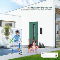 SafeView 1080P Wireless Video Doorbell + Chime | AI Detection, 2-Way Audio, Night Vision