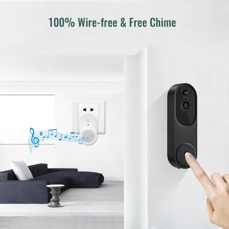 SafeView 1080P Wireless Video Doorbell + Chime | AI Detection, 2-Way Audio, Night Vision